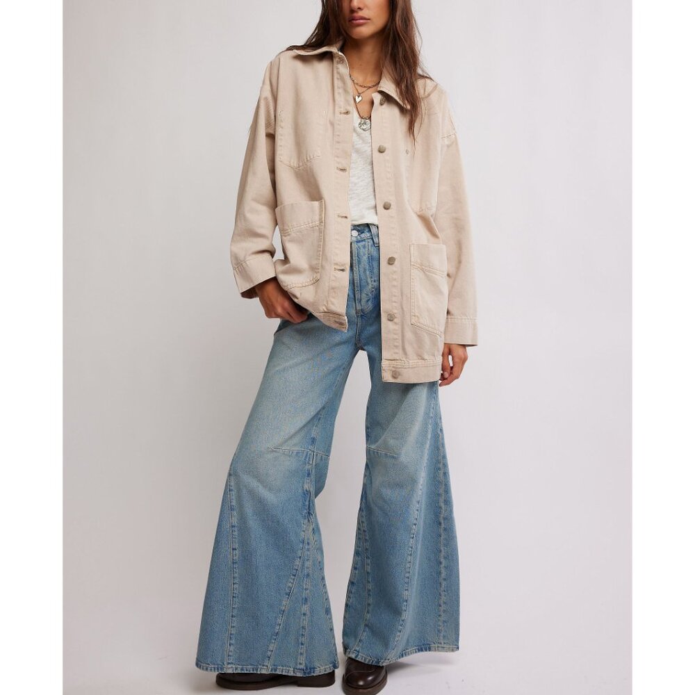 FREE PEOPLE We The Free Avery Denim Jacket / Softest Sand - Picture 5 of 9